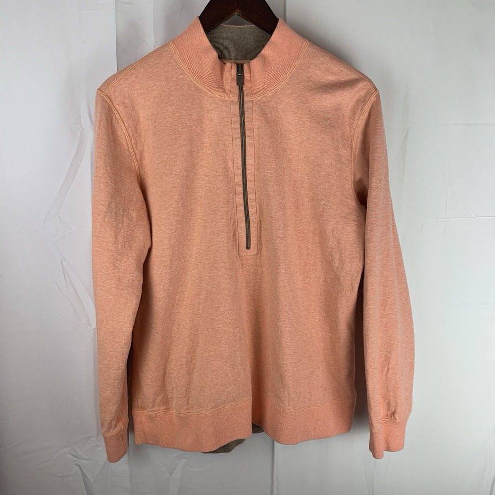 Tommy Bahama Medium 1/2 Zip‎ Reversible Long Sleeve Sweater Pink Gray Casual